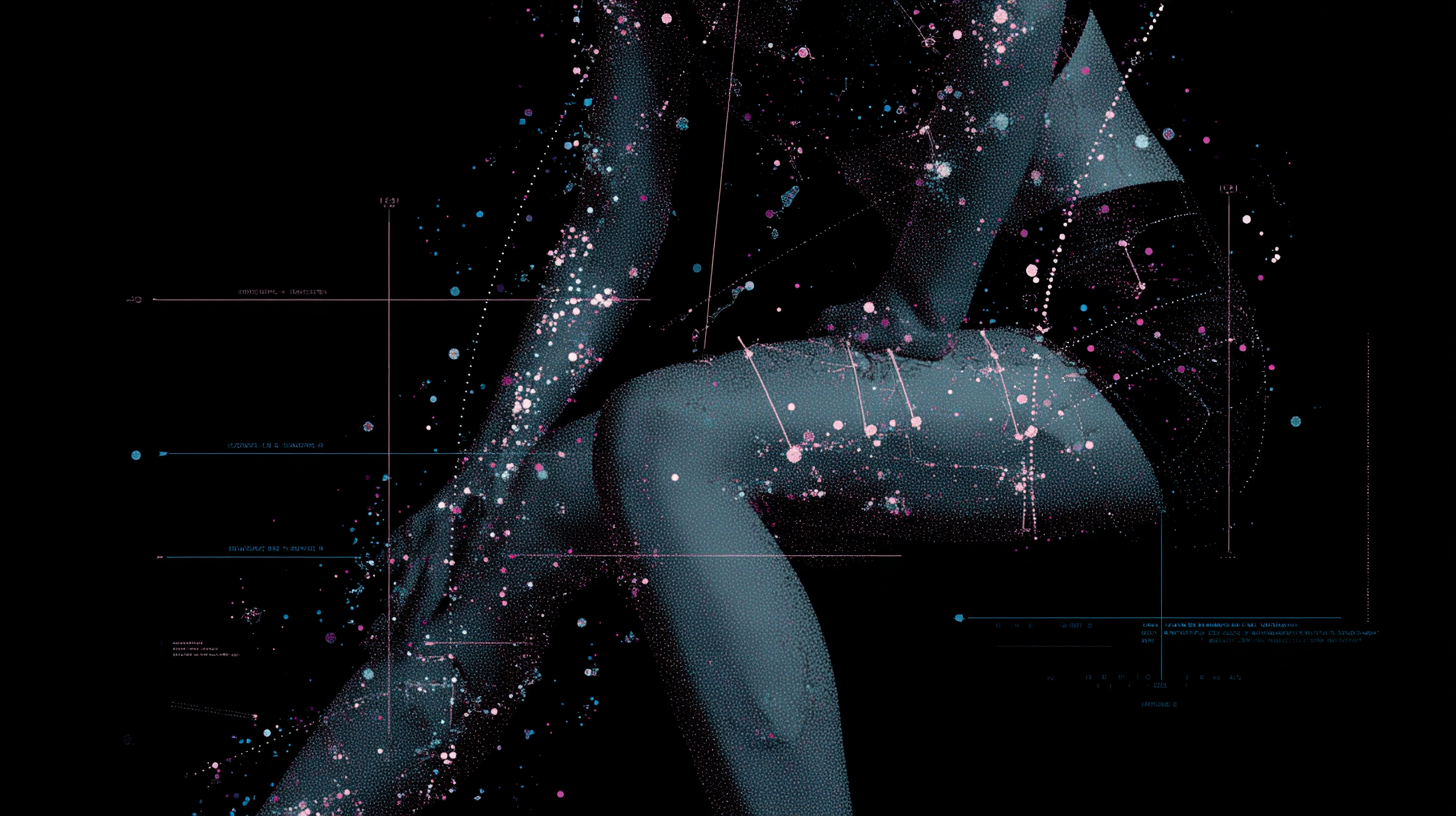 Athlete with EMG data visualization dots overlaid on body