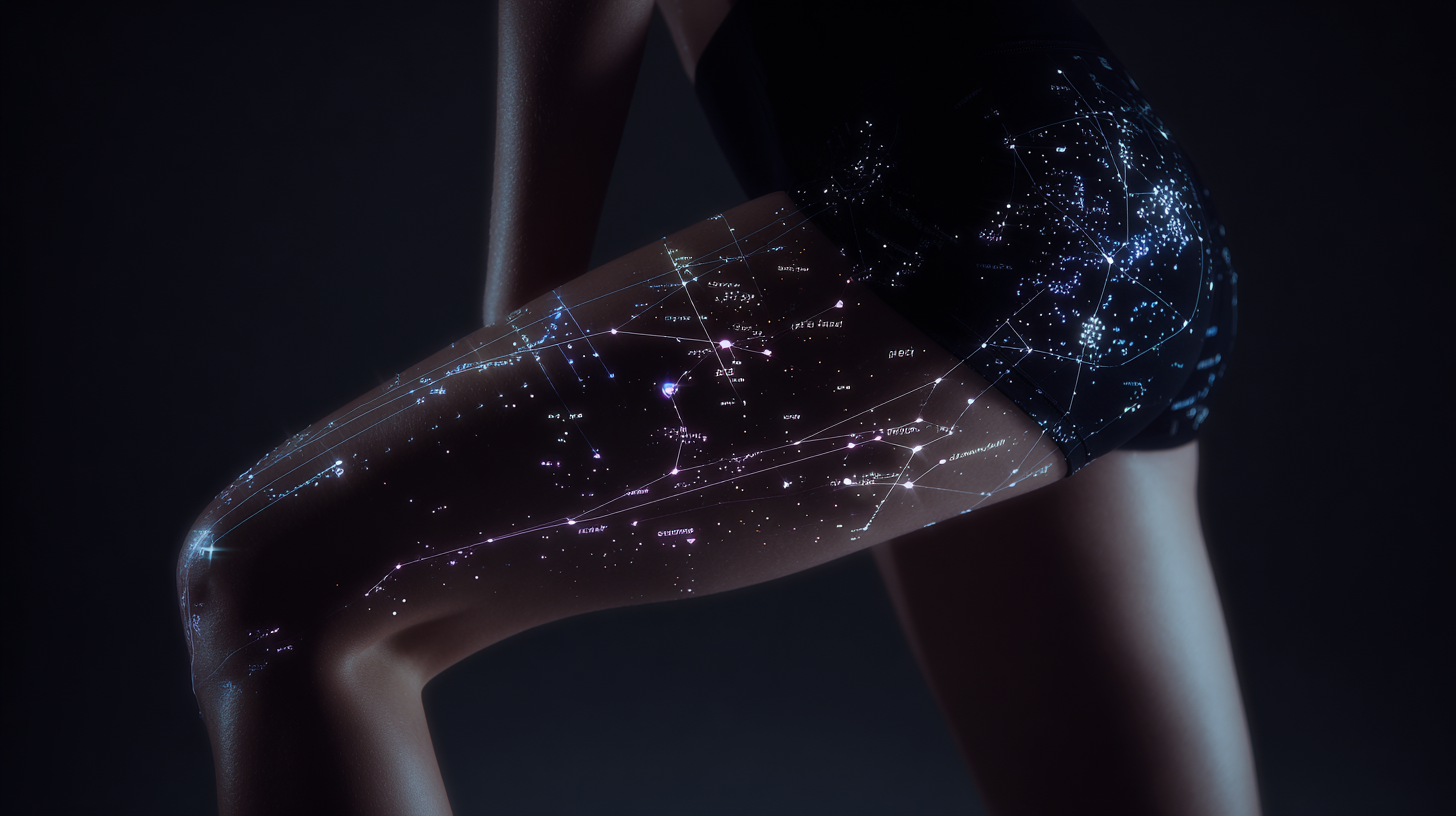 Athlete knee with EMG sensor data visualization overlay